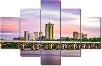 5 Pcs Tulsa Oklahoma Skyline Canvas Wall Art
