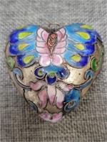 Cloisonne Puffy Heart Flower Pendant-Lg