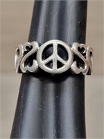 Hand Cast Sterling .925 Open Heart/Peace Sign