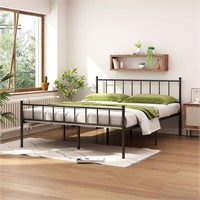 HLIPHA Queen Metal Bed Frame  14 Height  Black