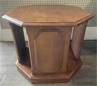 Octagonal end table. Top shows wear. Approx. 24”