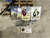 Metal Signs And Wrench Set