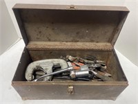 Vintage Metal 16” Tool Box. Comes with some