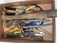 Assortment of wrenches, pliers and other hand