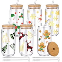 only 2 Suttmin 6 Pack Christmas Glasses Coffee Cu