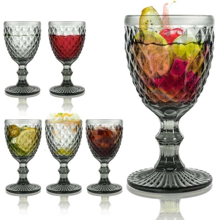 Mlijzard Vintage Wine Glasses Set of 6,Vintage Gla