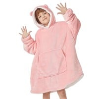 L'AGRATY Kids Wearable Blanket Hoodie Flannel Sher