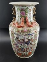 Early 20th century Chinese hand painted vase, 15"