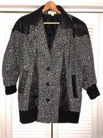 VINTAGE CONCEPT TWEED AND LEATHER ACCENTS JACKET