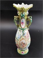 Antique porcelain European bud vase, 8.5"