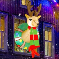 Juegoal 4 FT Christmas Inflatable Rudolph Wreath,