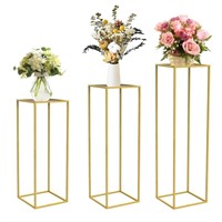 chamvis Gold Metal Plant Stand, 3 Pcs Tall Cylinde