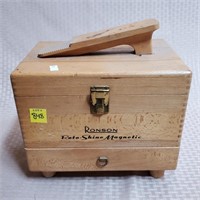 Vintage Ronson Wood Shoe Shine Box w/ Supplies