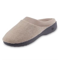 isotoner Women's Terry and Satin Slip On Cushioned