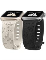 Girovo 2 Packs Cartoon Engraved Bands Compatible w