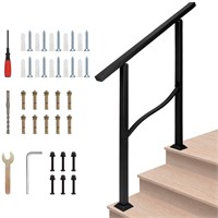 Outdoor Stair Railing  2-3 Steps  Black Iron