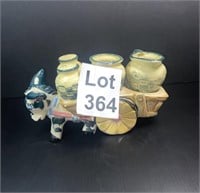 Vintage Ceramic Donkey Condiment Cart made in