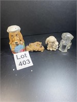 Dog Figurines Ceramic and Glass