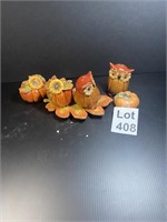 Pumpkins and Owls Salt Pepper Shaker Set
