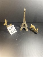 Brass Deer Set and Eiffel Tower