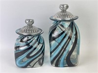 Art Glass Canisters w/ Pewter Lids
