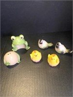 Glass Frog and Bird Salt and Pepper Shakers