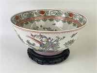 Asian Style Decorative Bowl with Wooden Stand