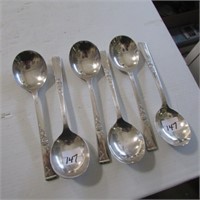 6 SILVER SOUP SPOONS