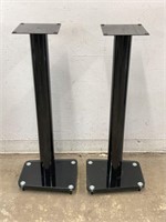 Pair of Metal & Glass Speaker Stands