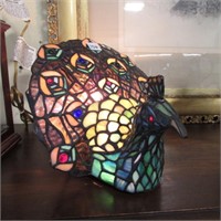 STAINED GLASS STYLE PEACOCK LAMP
