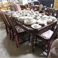 DINING TABLE W/ 6 CHAIRS & 2 -10" LEAVES