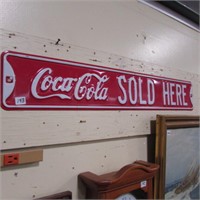 COCA COLA SOLD HERE TIN SIGN