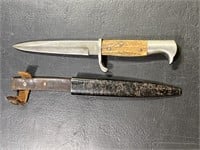 German Trench Knife & Scabbard w/ Stag Handle
