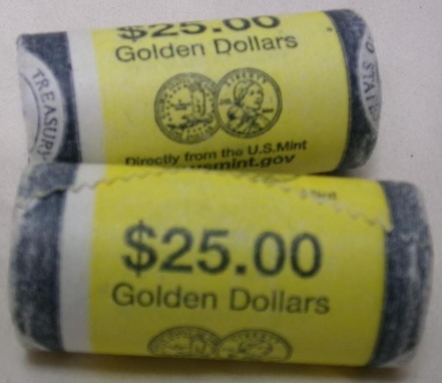 2 ROLLS OF SACAGAWEA GOLDEN DOLLARS  UNOPENED