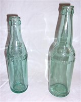 Vintage aqua Pepsi pop bottles w/ NY.