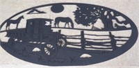 LASER ART CUT OUT OVAL OLD TRUCK THEME