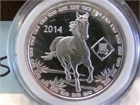 1 OZ .999 SILVER ROUND YEAR OF THE HORSE 2014
