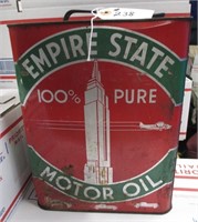 EMPIRE STATE 2 GALLON OIL CAN W/ CARS/ PLANES