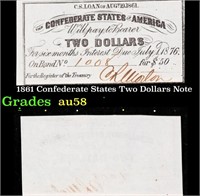 1861 Confederate States Two Dollars Note Grades Ch