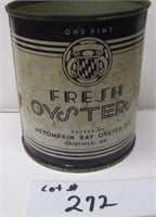 METOMPKIN BAY OYSTER CO ONE PINT TIN