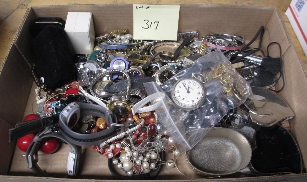 FLAT OF JEWELRY & WATCHES  MISC. PCS.