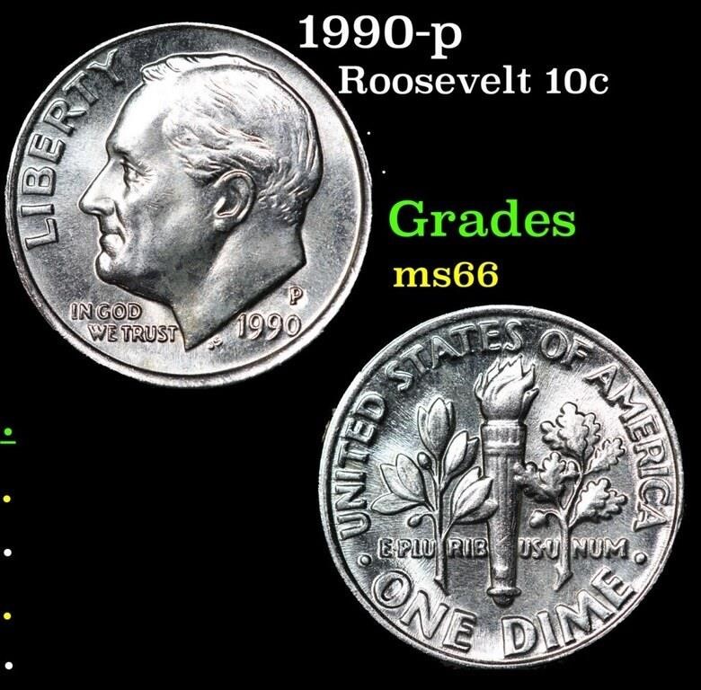 1990-p Roosevelt Dime 10c Grades GEM+ Unc