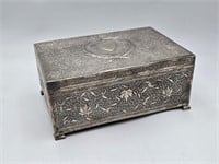 Antique Silver Clad Humidor / Cigar Box