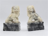 Pair of Chinese Carved Foo Dog Bookends