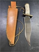 Bowie Style Knife w/ Leather Sheath