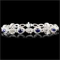 14K Gold 3.26ct Sapphire & 1.70ctw Diamond Bracele