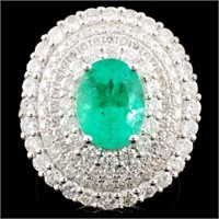 18K Gold 2.27ct Emerald & 2.40ctw Diamond Ring