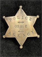 Vintage 6 Point Osage Police Agency Badge