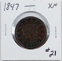 1847  Large Cent   XF