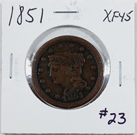 1851  Large Cent   XF-45